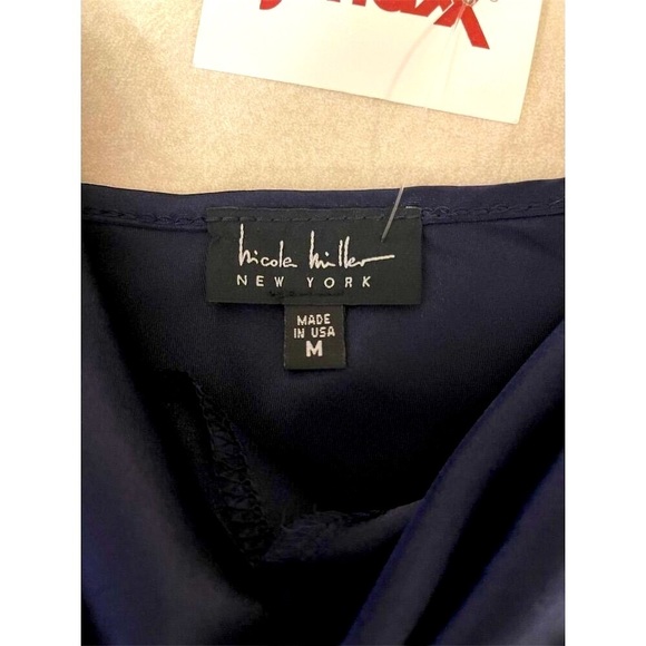Nicole Miller Women's M Blue Satin Cowl Neck Camisole Blouse Sleeveless - Picture 3 of 5